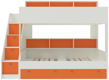 Двухъярусная кровать КарИВи Голден Кидс 10 Белый  Оранжевый