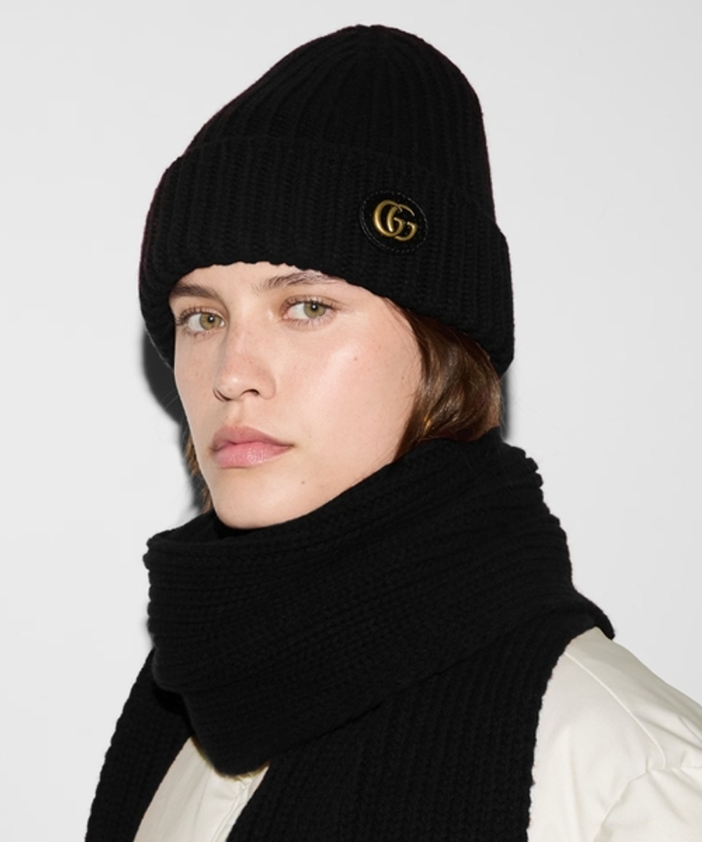 Шапка из шерсти и кашемира с деталью Double G