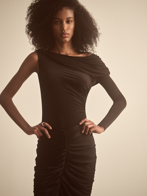 Боди из трикотажа асимметричного кроя