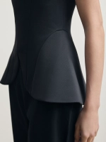 Черный корсетный топ из атласа "Muse Blanc"