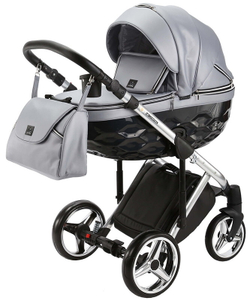 Детская коляска Adamex Chantal Special Edition Deluxe 2 в 1 C102 (СЕР.ПЕРЛ.КОЖА ХРОМ.РАМА)