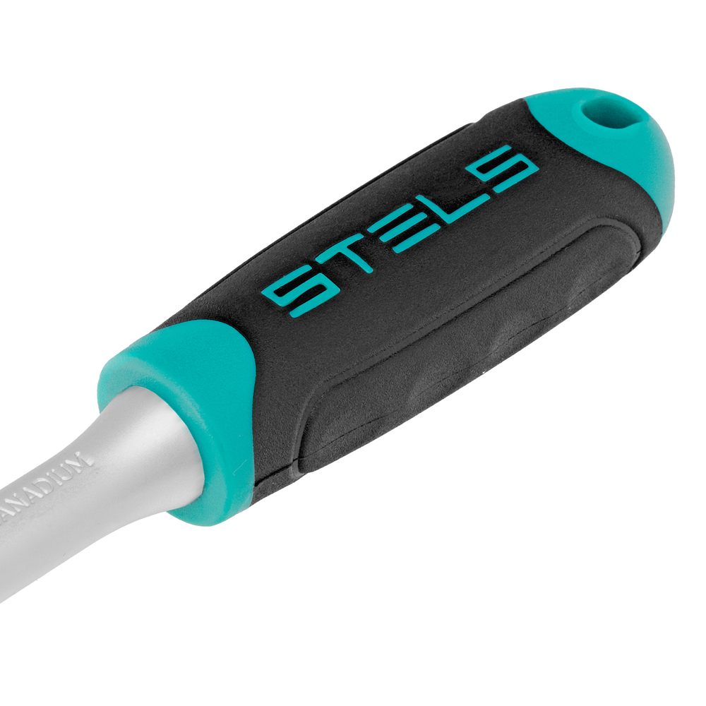 Ключ-трещотка 1/4", CrV, 72 зуба, с быстрым сбросом, матовый хром Stels