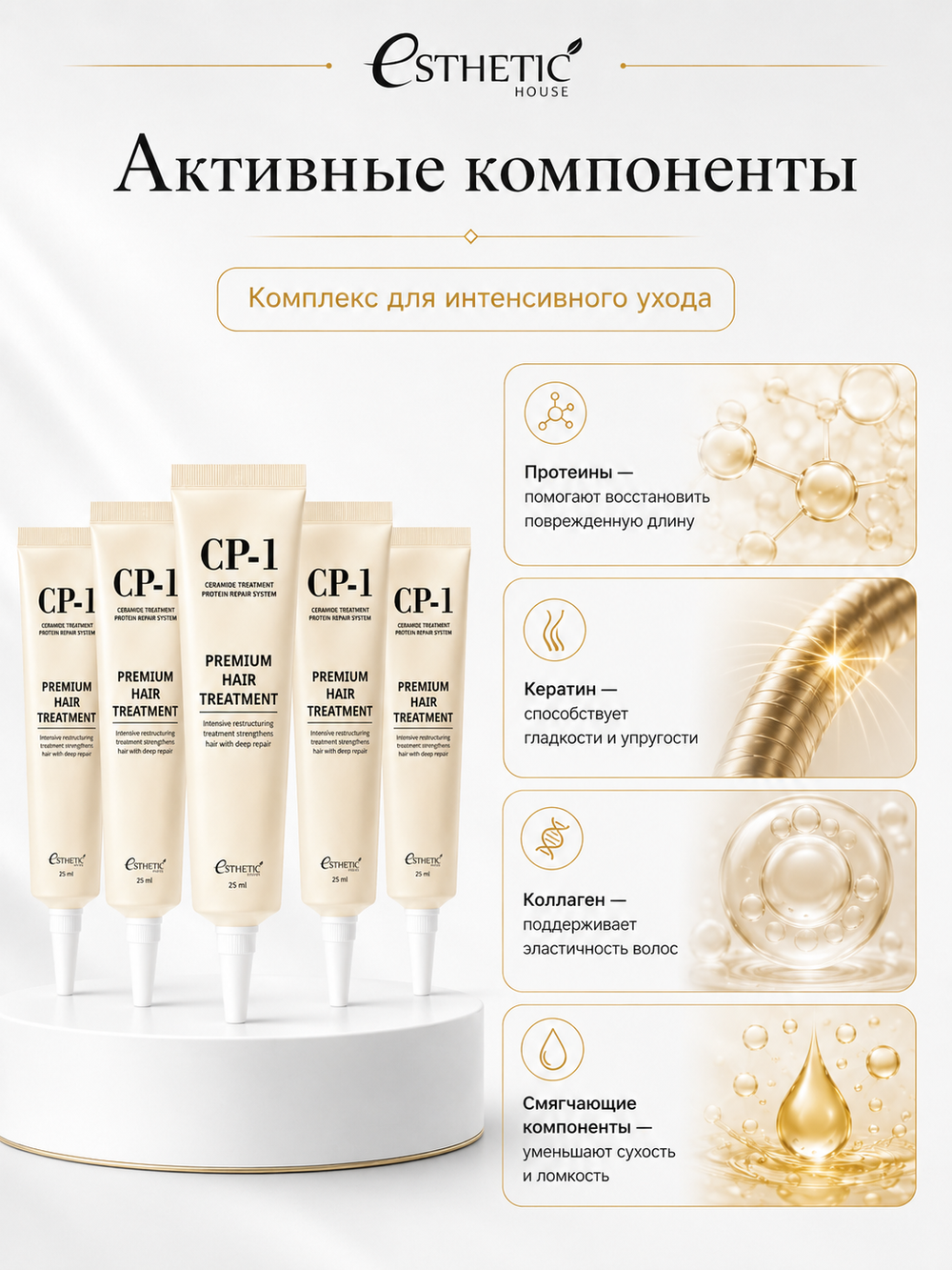 [ESTHETIC HOUSE] НАБОР Маска для волос ПРОТЕИНОВАЯ CP-1 Premium Hair Treatment, 25мл*5шт