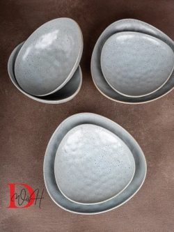 Набор посуды 2 тарелки мятый фарфор 20 см