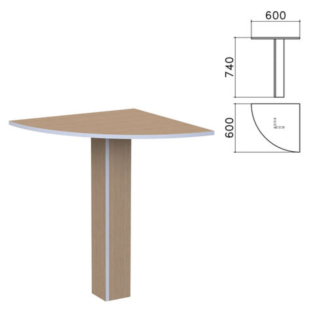 Стол приставной угловой &quot;Бюджет&quot;, 600х600х740, орех онтарио, 402664-160