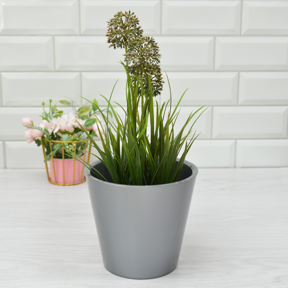 Горшок для орхидей D160мм 1,6л с дренажной вставкой (серый перламутр)