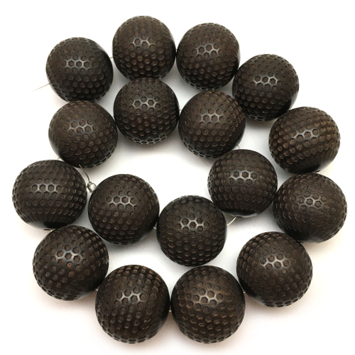 Эбеновое дерево "Соты" 20 мм, резные бусины - шарики