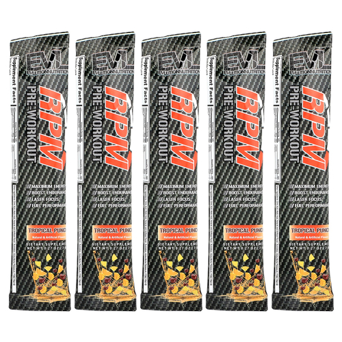 EVLution Nutrition, RPM, предтренировочный комплекс, тропический пунш, 5 пакетиков по 7,8 г (0,27 унции)