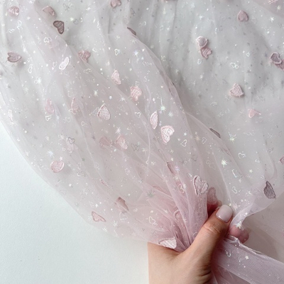 Фатин Розовые сердечки