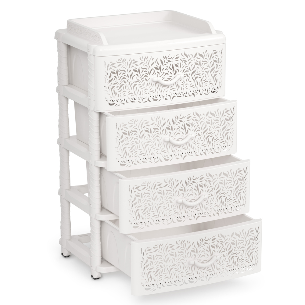 Комод 4-х секционный "Аура" широкий (белый)