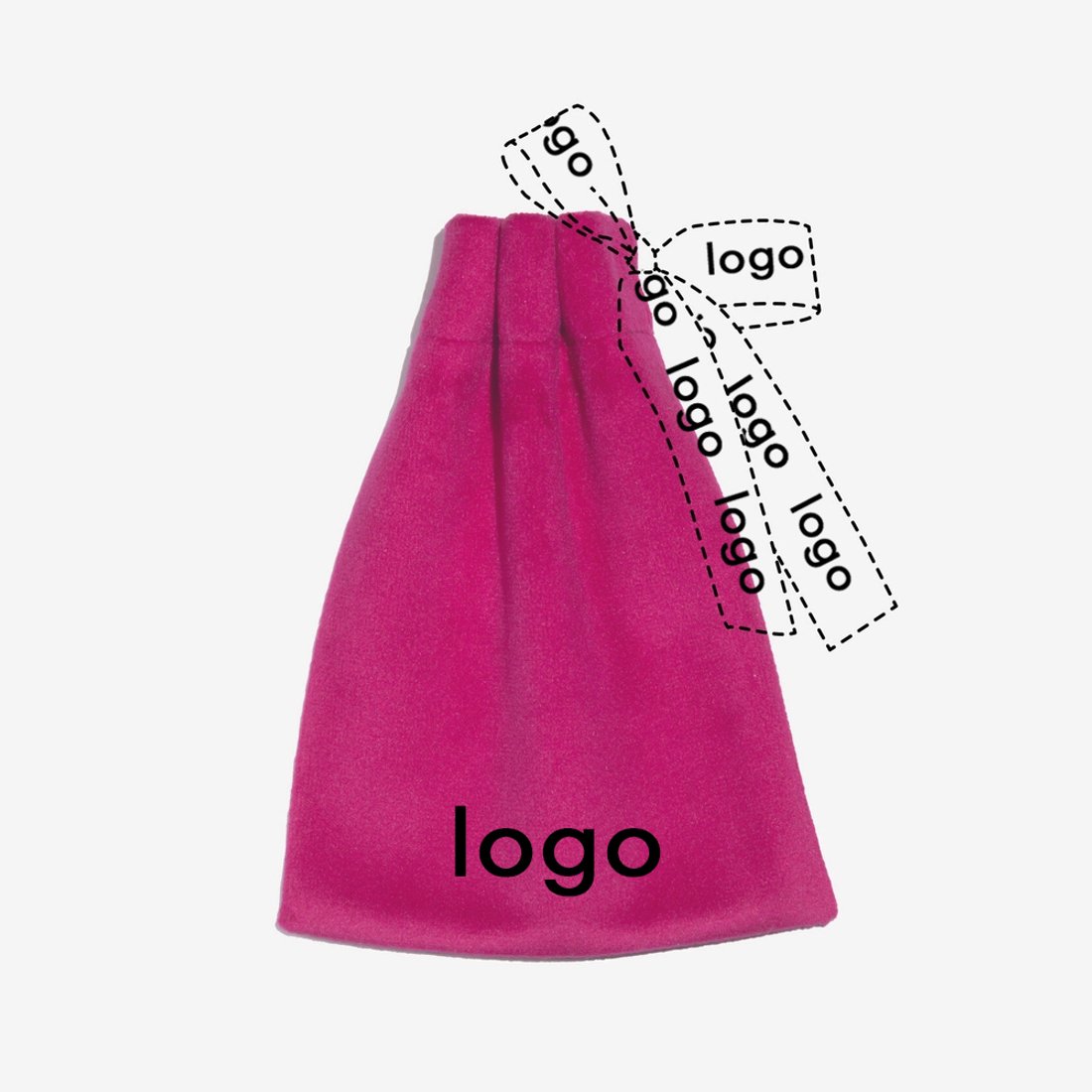 Мешочек из велюра, брендирование на мешочке и ленте