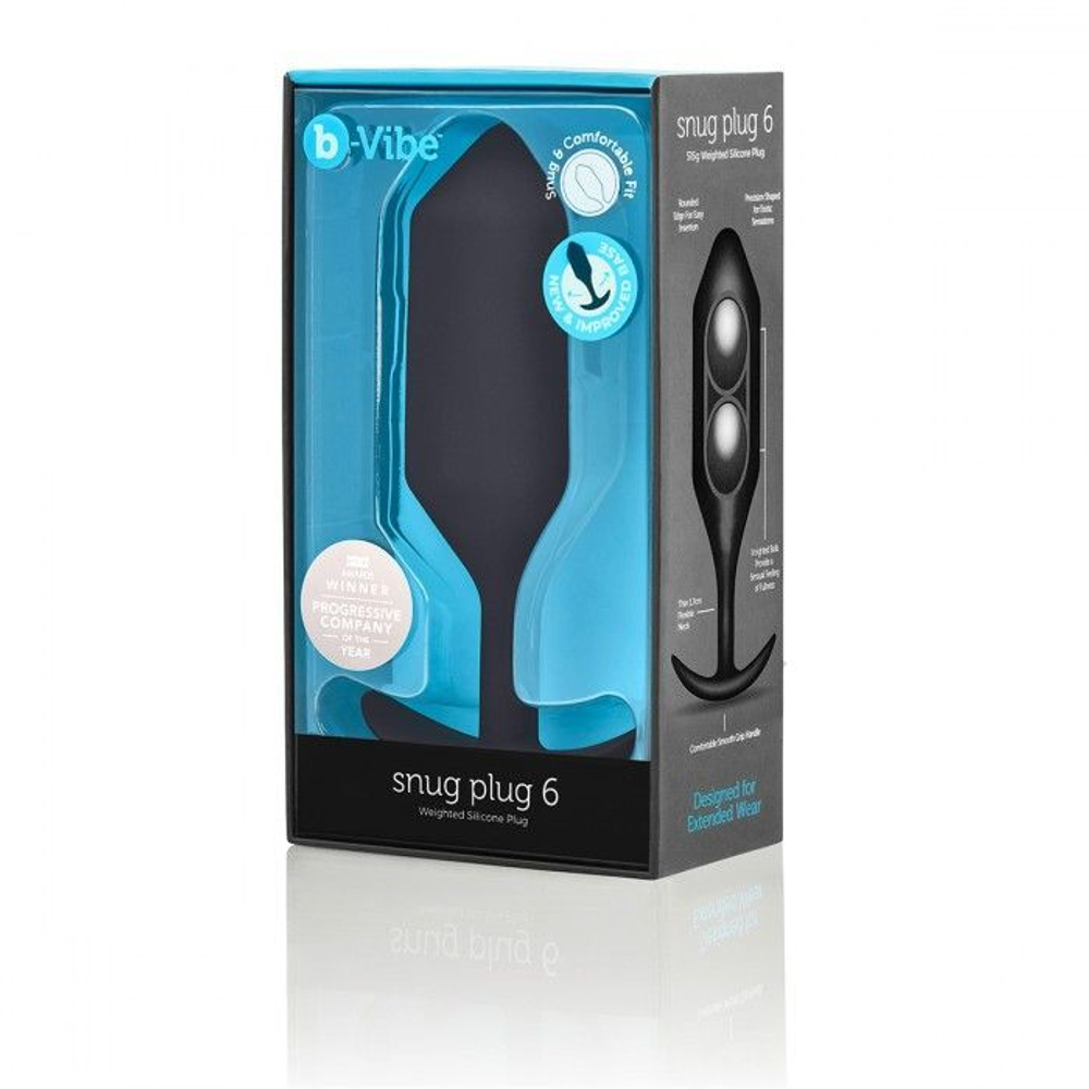 Черная анальная пробка для ношения B-vibe Snug Plug 6 - 17 см.