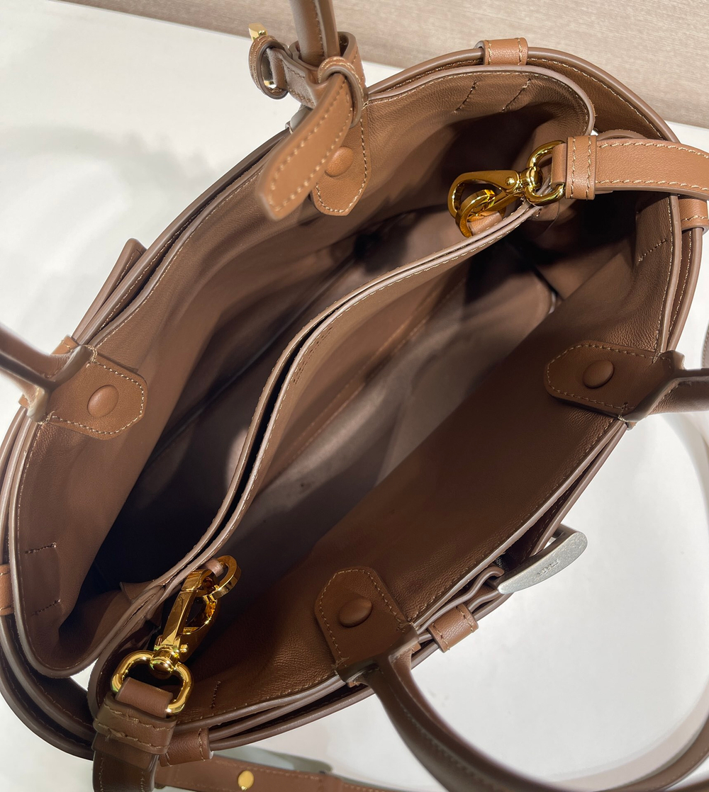 Prada Buckle Small Leather Handbag With Belt 32 cm