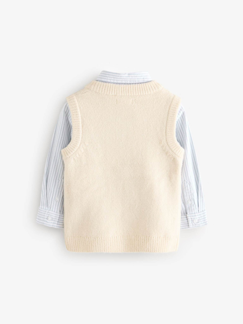 Рубашка и жилет вязаный в комплекте для мальчика Next K92-283, Молочный, Голубой