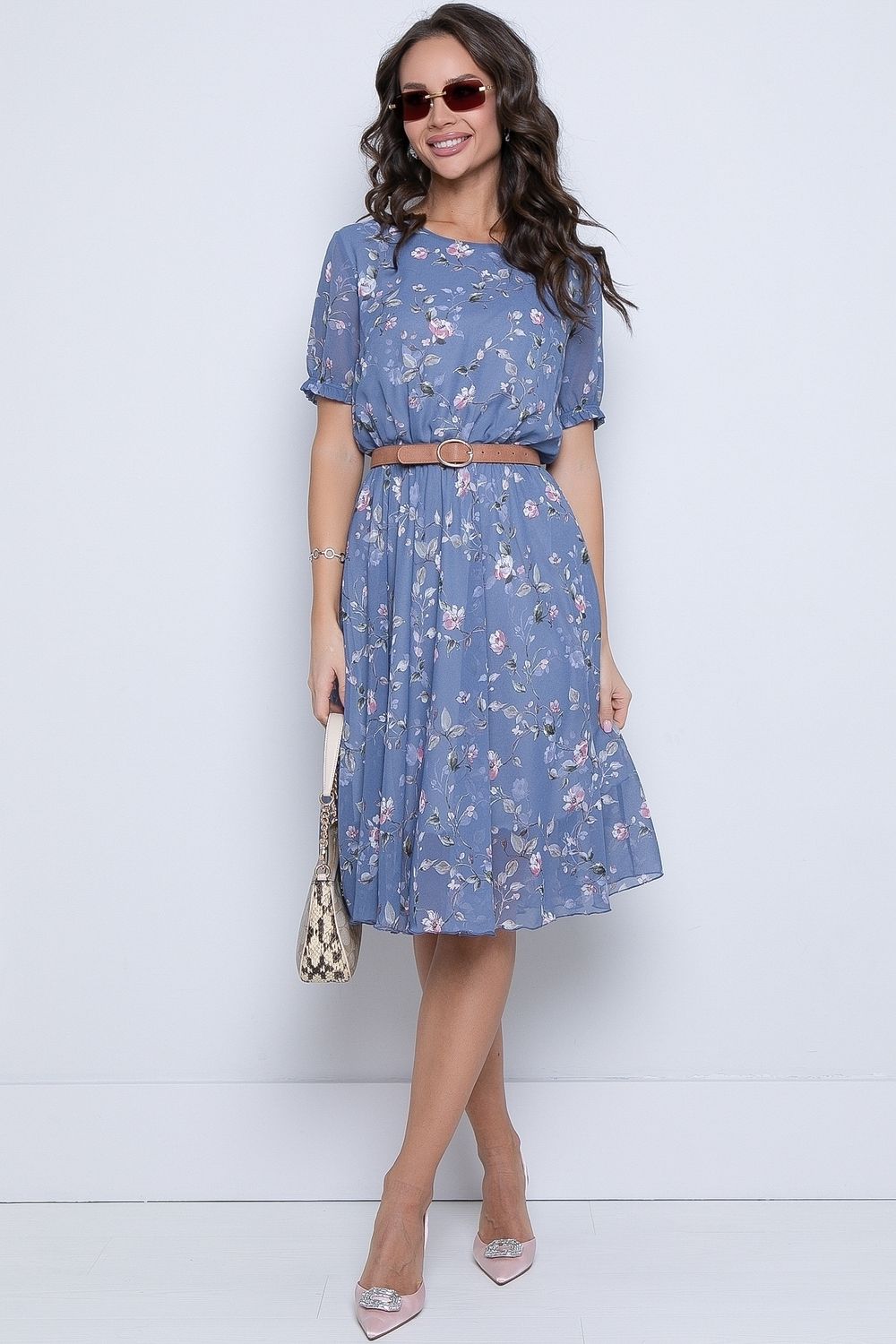 Платье Стильный шифон (блу) Diolche (Акция)