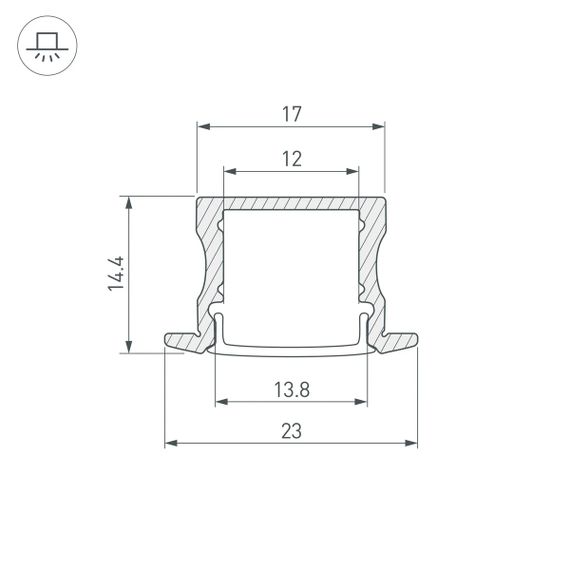 Профиль встраиваемый Arlight LINE-2315-F-2000 ANOD BLACK 044278