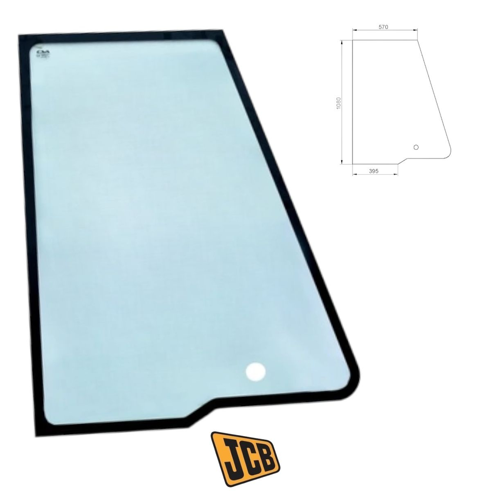 Стекло двери верхнее закруглённое левое JCB 827/30465