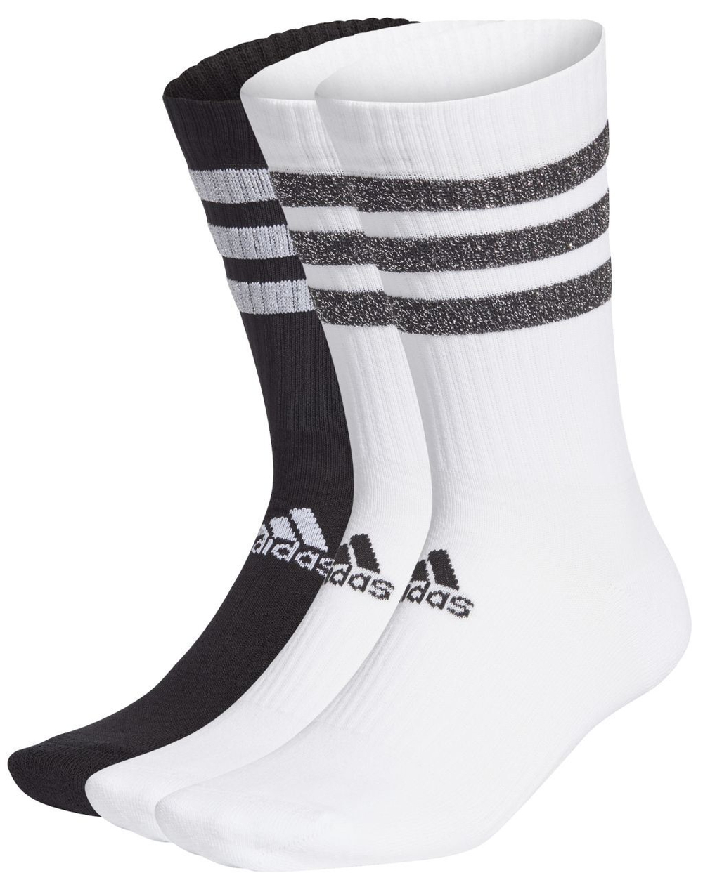 Носки теннисные Adidas Glam 3 Stripes Cushioned Crew Sport Socks 3PP - white/black/white