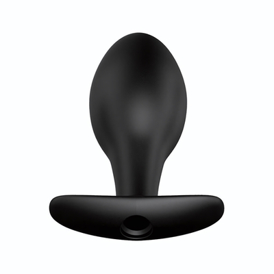 Чёрная анальная пробка с пультом управления - 8,5 см. (Цвет: черный)