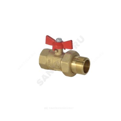 Кран шаровой латунь ПРАКТИК 132 Ду 25 Ру16 ВР/"американка" бабочка красная ГАЛЛОП 103264