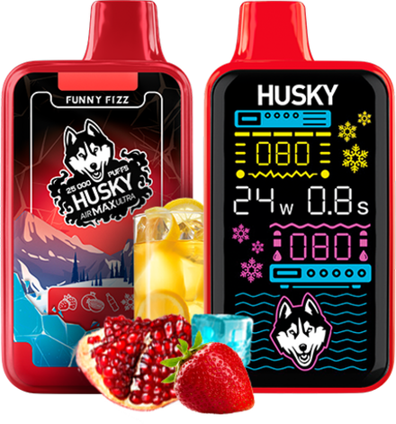 Husky Airmax Ultra Funny fizz - клубника, гранат, лимонад и лёд 25000 затяжек 20мг Hard (2% Hard)
