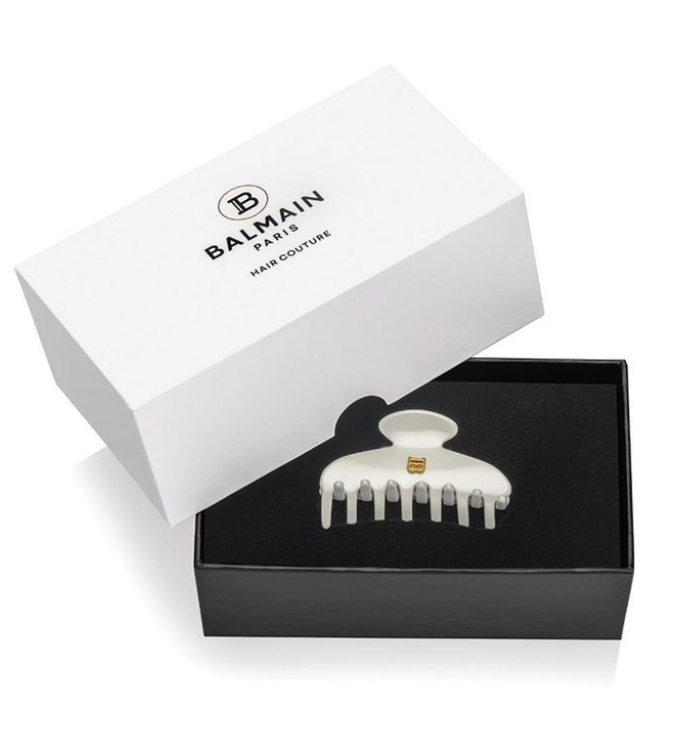 Balmain Hair Couture Заколка-краб для волос белая размер М White Barrette