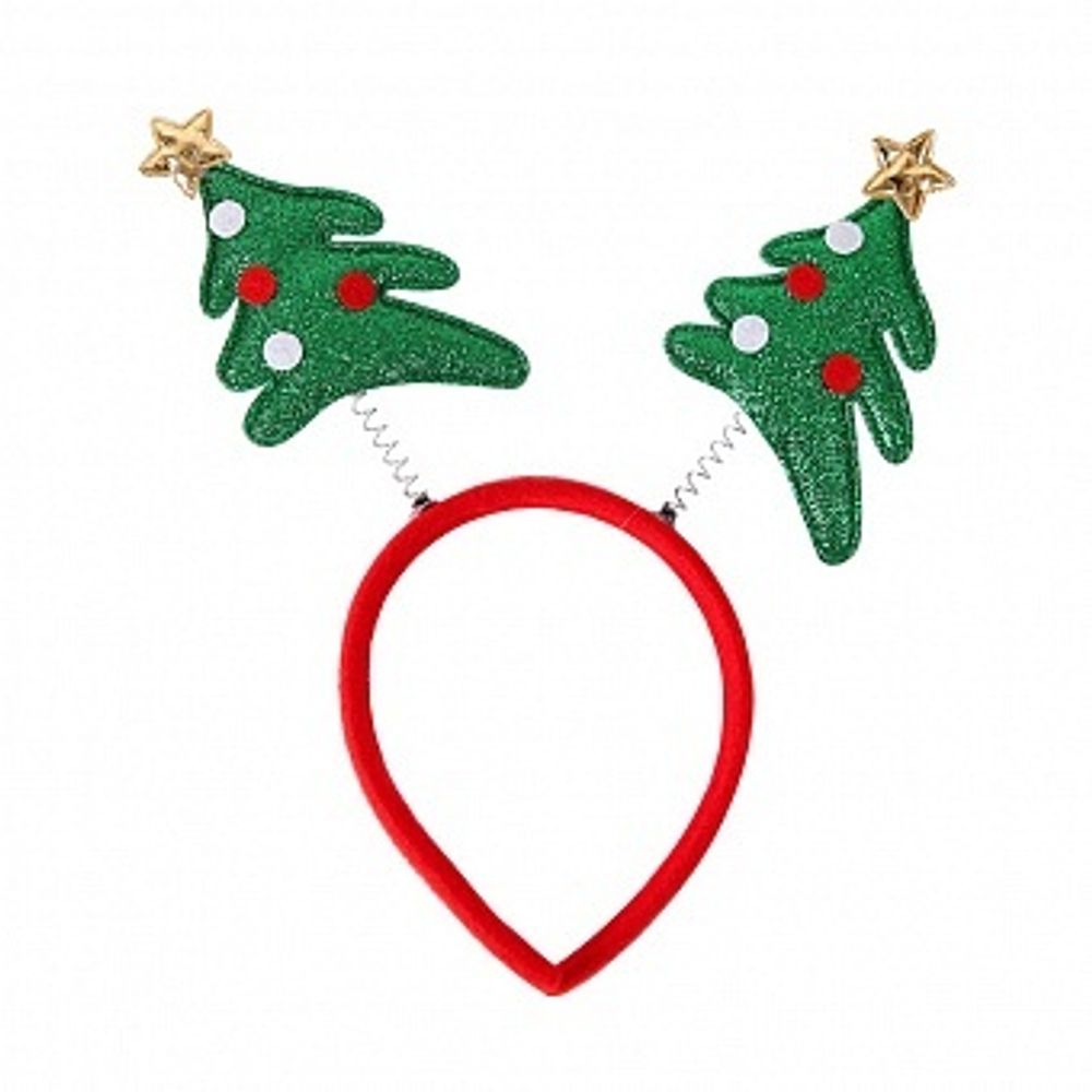 Ободок, Новогодние елочки, Зеленый/Красный