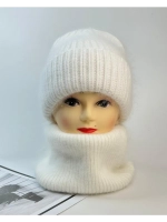 комплект шапка с шарфом- снуд зимний вязаный