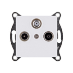 Розетка тройная TV (мама) + TV (папа) + спутниковая SAT, белый матовый Kollinger REA-036WM для Aspekt, Eleganz, Reflex