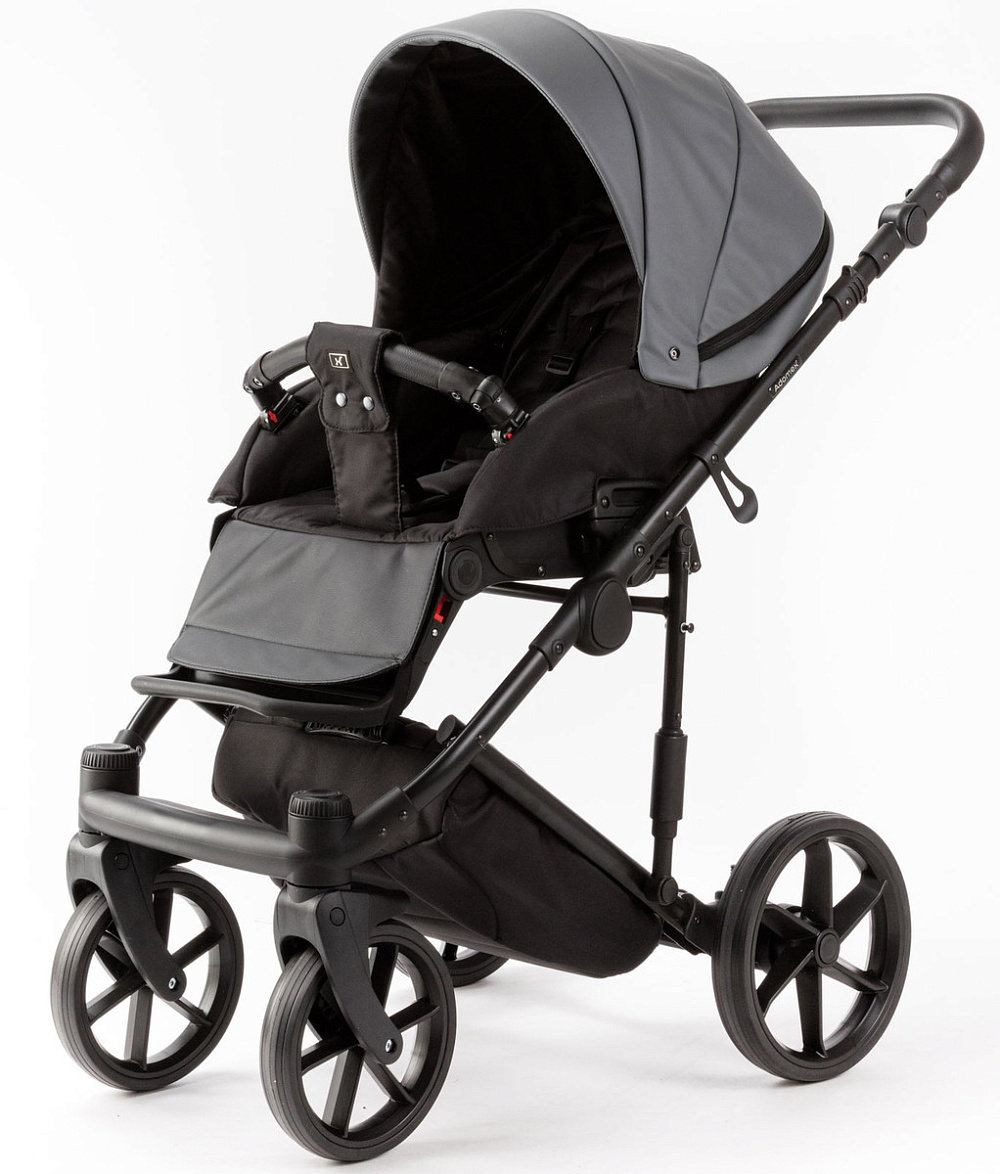 Детская коляска Adamex Locco Light Deluxe 2 в 1 LL-SA32 (СЕРАЯ КОЖА)