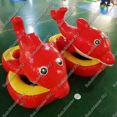 Надувной водный аттракцион "Красный дельфин" 2*1,3*0,6 м