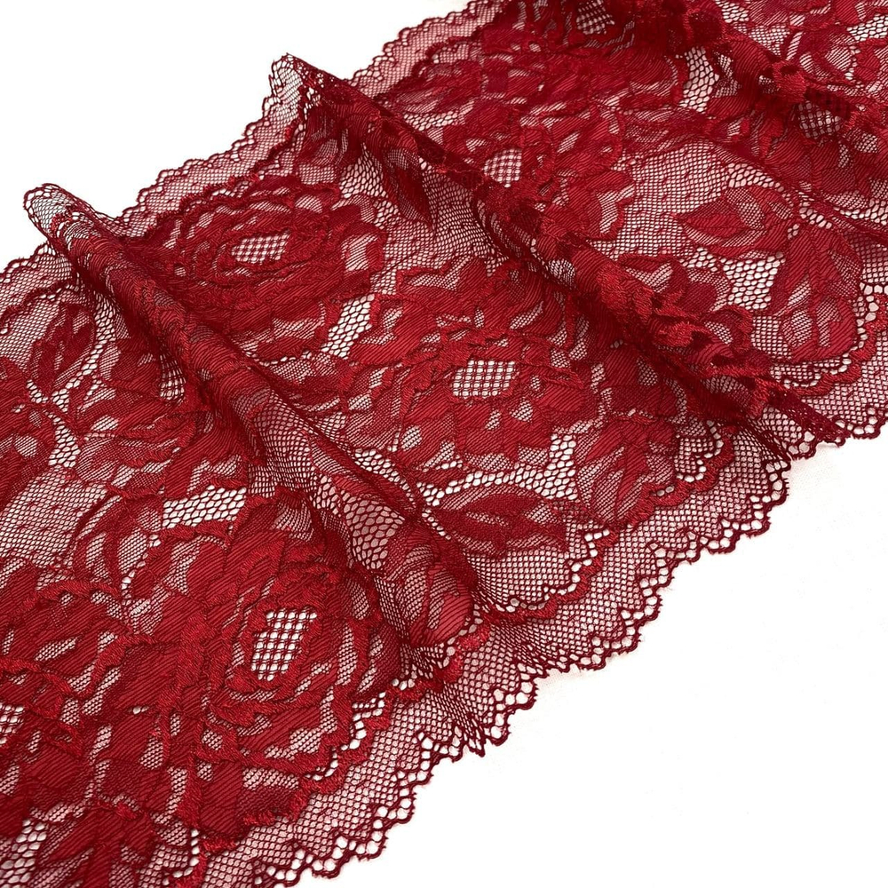 Кружево эластичное бордовое 22,5 см