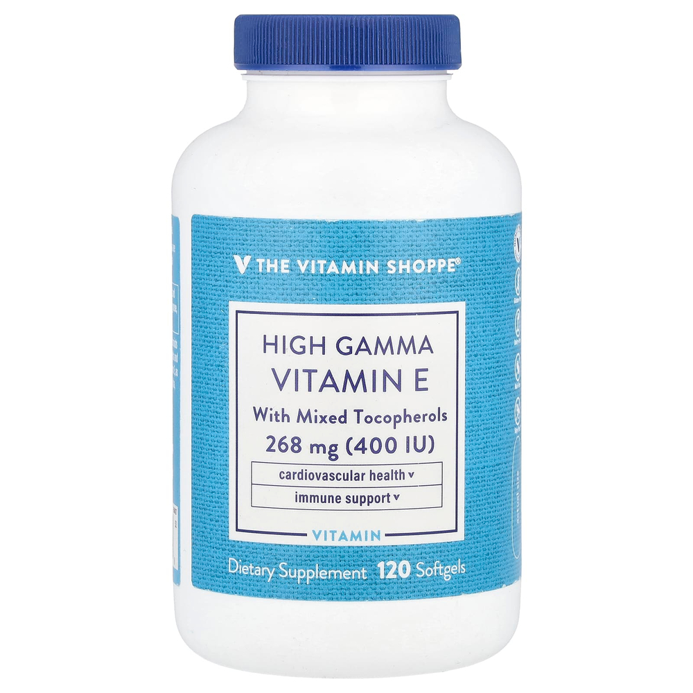The Vitamin Shoppe, Витамин Е с высоким уровнем гамма и смешанными токоферолами, 120 мягких таблеток