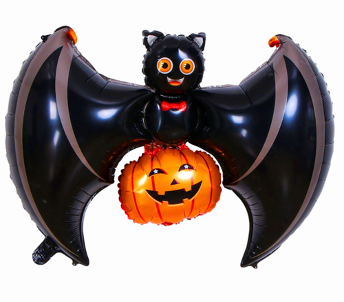 Шар фольга фигура 104см Летучая мышь с тыквой