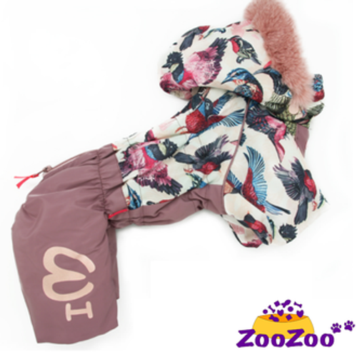 For my dogs Комбинезон для девочки "Птички" лиловый размер 14