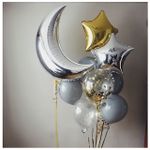 Шар (28"/71 см) Фигура, Полумесяц, Серебро 1 шт.