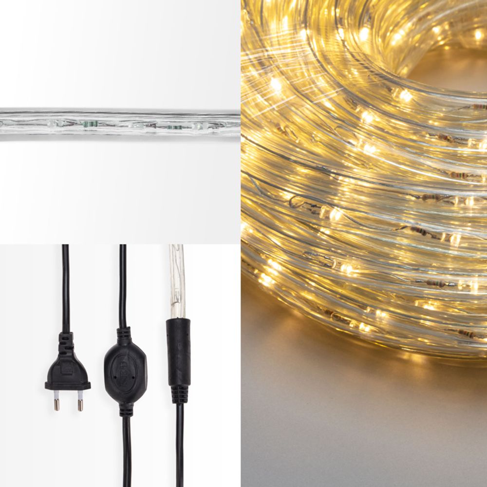 Дюралайт LED фиксинг (2W), 24 LED/м, теплый белый, 10 м