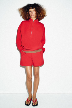 ZARA ШОРТЫ-БЕРМУДЫ НА ШНУРКАХ, КРАСНЫЙ