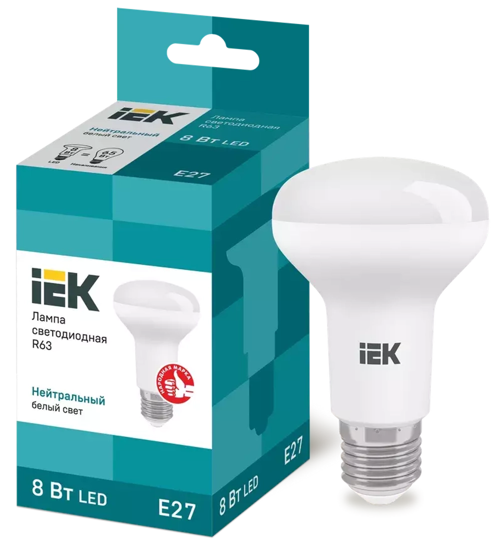 Лампа светодиодная ECO R63 рефлектор 8Вт 230В 4000К E27 IEK