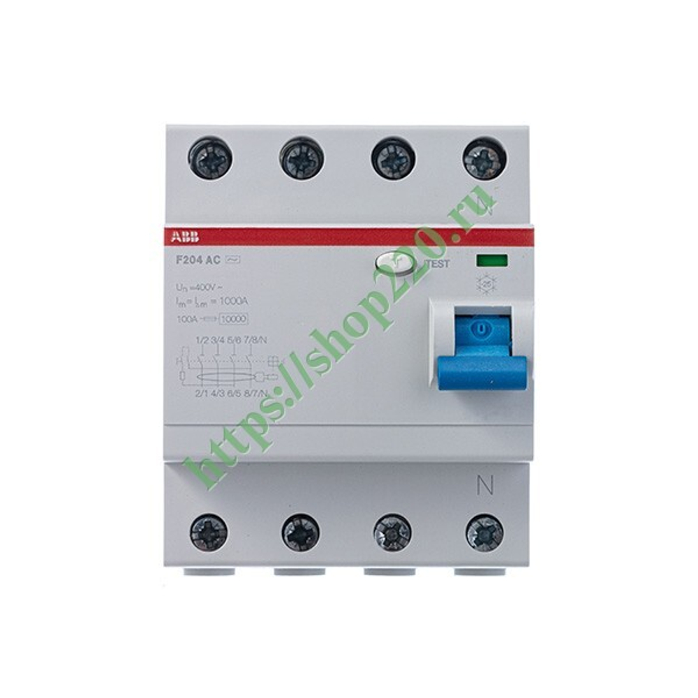 УЗО ABB F204 AC-40/0,3 4-х полюсное тип AC 40A 300mA 4 модуля (ВДТ) 2CSF204001R3400