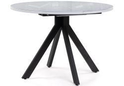 Стеклянный стол Бетина 100(130)х100х75 черный / белый