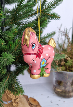Лошадка Пони ёлочная игрушка из фарфора