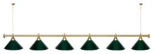Лампа STARTBILLIARDS 6 пл. (плафоны антик медь,штанга красная,фурнитура золото)