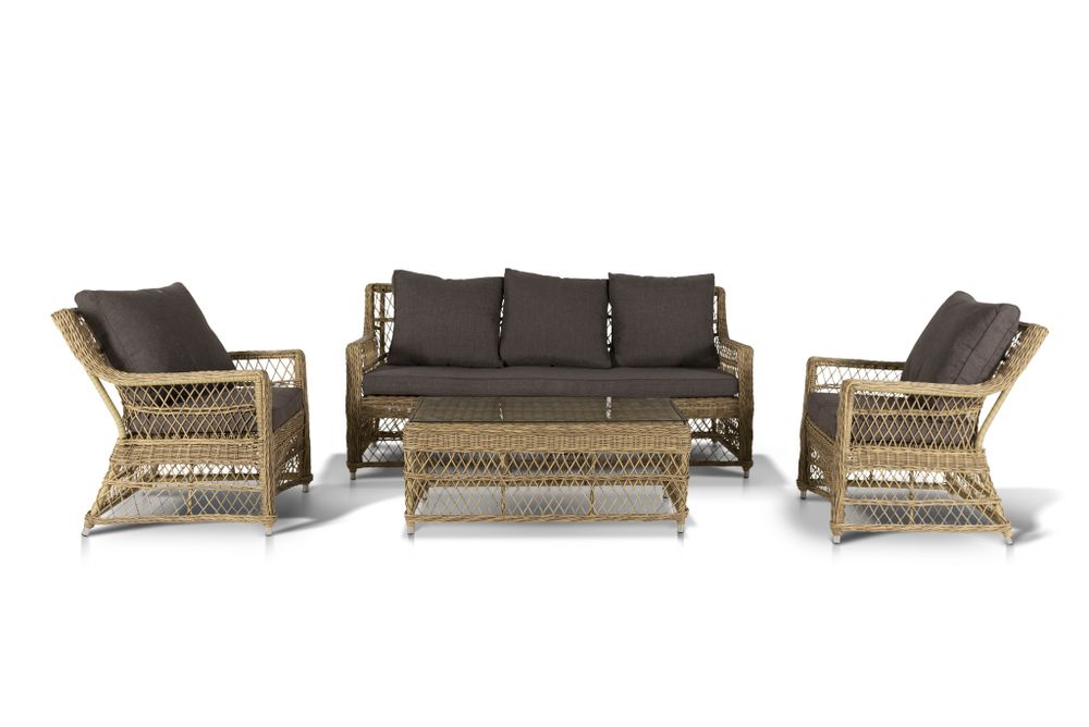 "Гранд Латте" лаунж-зона из искусственного ротанга, цвет соломенный