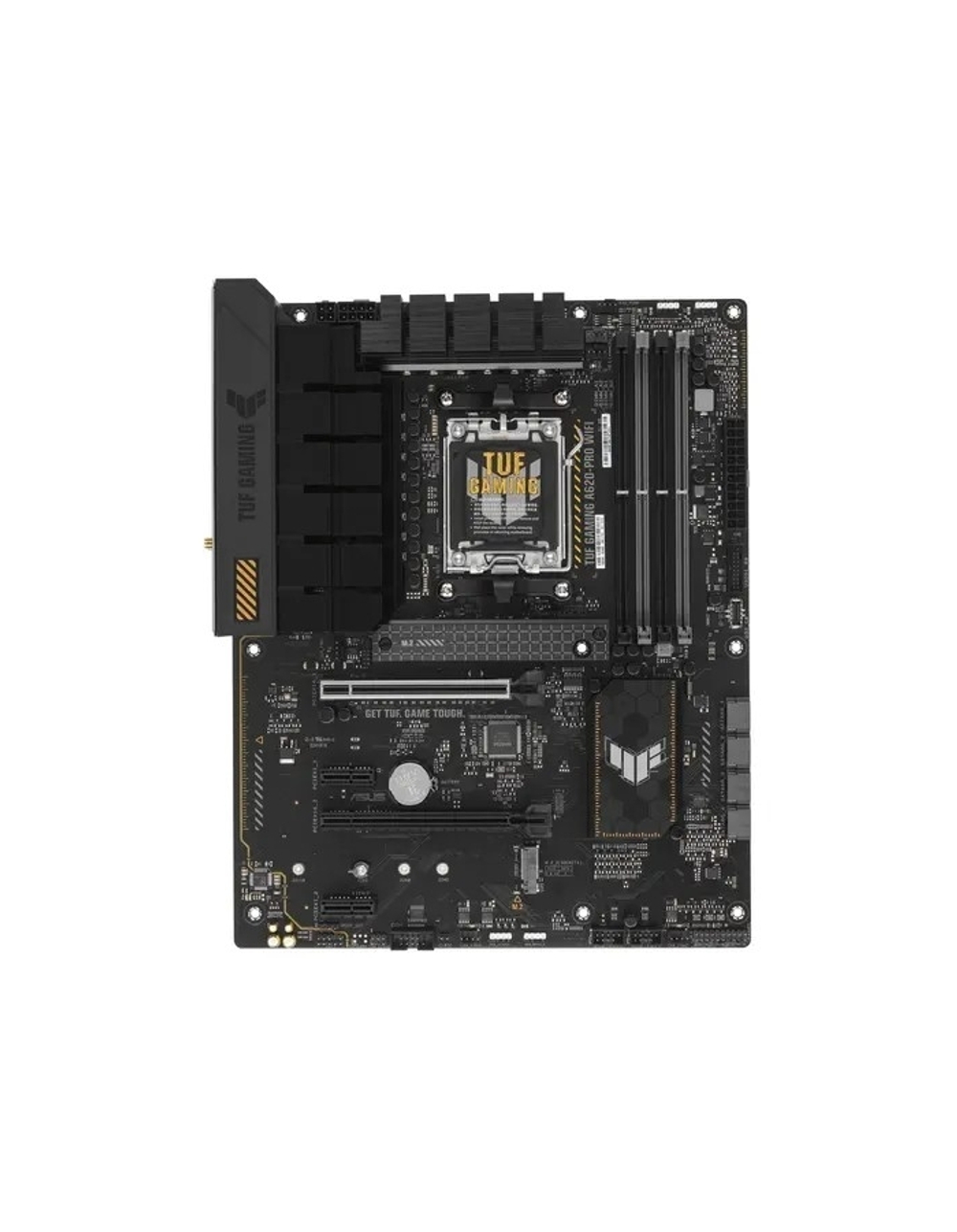 Материнская плата ASUS TUF GAMING A620-PRO WIFI (Socket AM5, ATX, 4xDDR5(192GB), DP / HDMI 2.0, 1xPCIe 4.0x16 / 1xPCIe 3.0x16 / 2xPCIe 3.0, 1xLAN (2.5GbE), Wi-Fi, BT, 4xSATA 6Gb / s, 2xM.2, 2xUSB 3.2, 3xUSB 2.0)