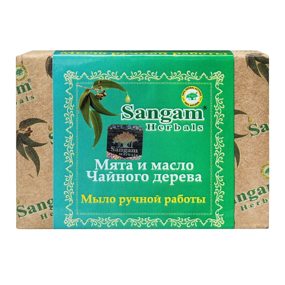 Мыло Sangam Herbals с глицерином Мята и масло Чайного дерева Mint and Tea Tree Oil 100 г