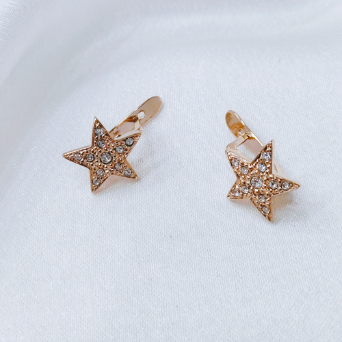 "Звездочка" серьги в золотом покрытии из коллекции "Игрушки" от Jenavi  с английским замком