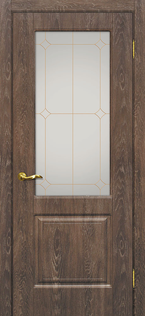Дверь Версаль-1 / Цвет Дуб корица / Сатинат, контурный полимер золото / Двери МАРИАМ