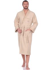 QUATTRO КУАТТРО бежевый вафельно- махровый халат  Maison Dor Турция