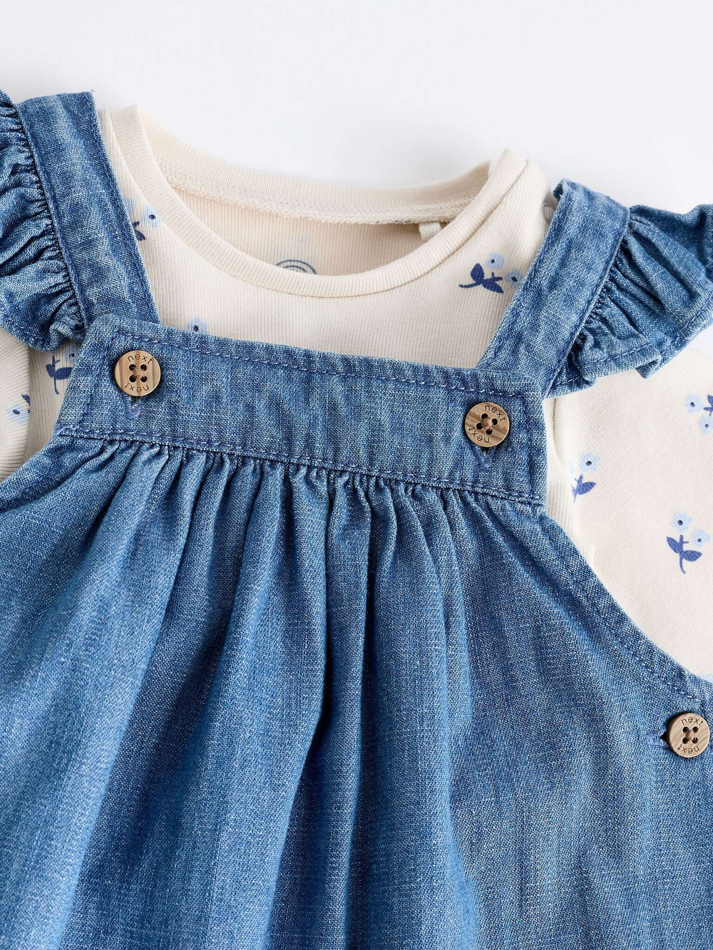 Комбинезон и боди в комплекте для девочки Next Q94-781, Синий, Молочный